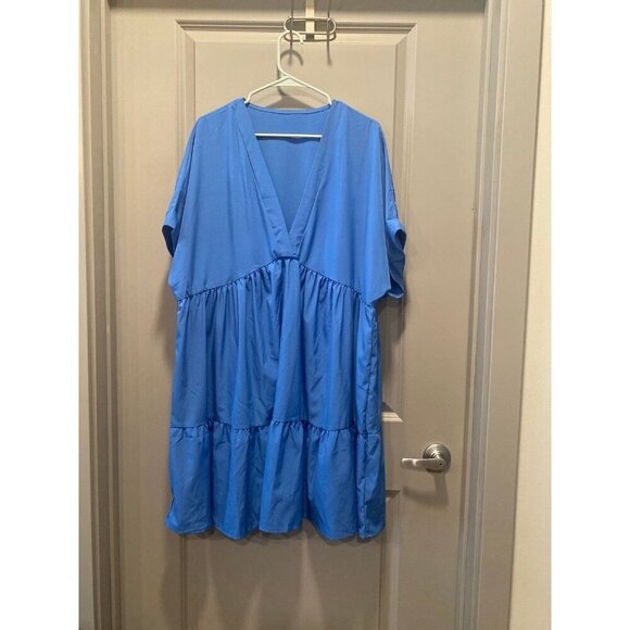 Light Blue Tiered V-Neck Dress 3XL – Flowy & Flattering - Picture 1 of 3
